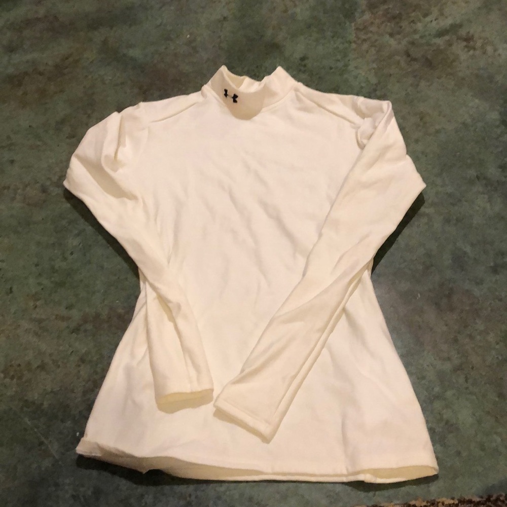 White underarmour long sleeve with a mockneck